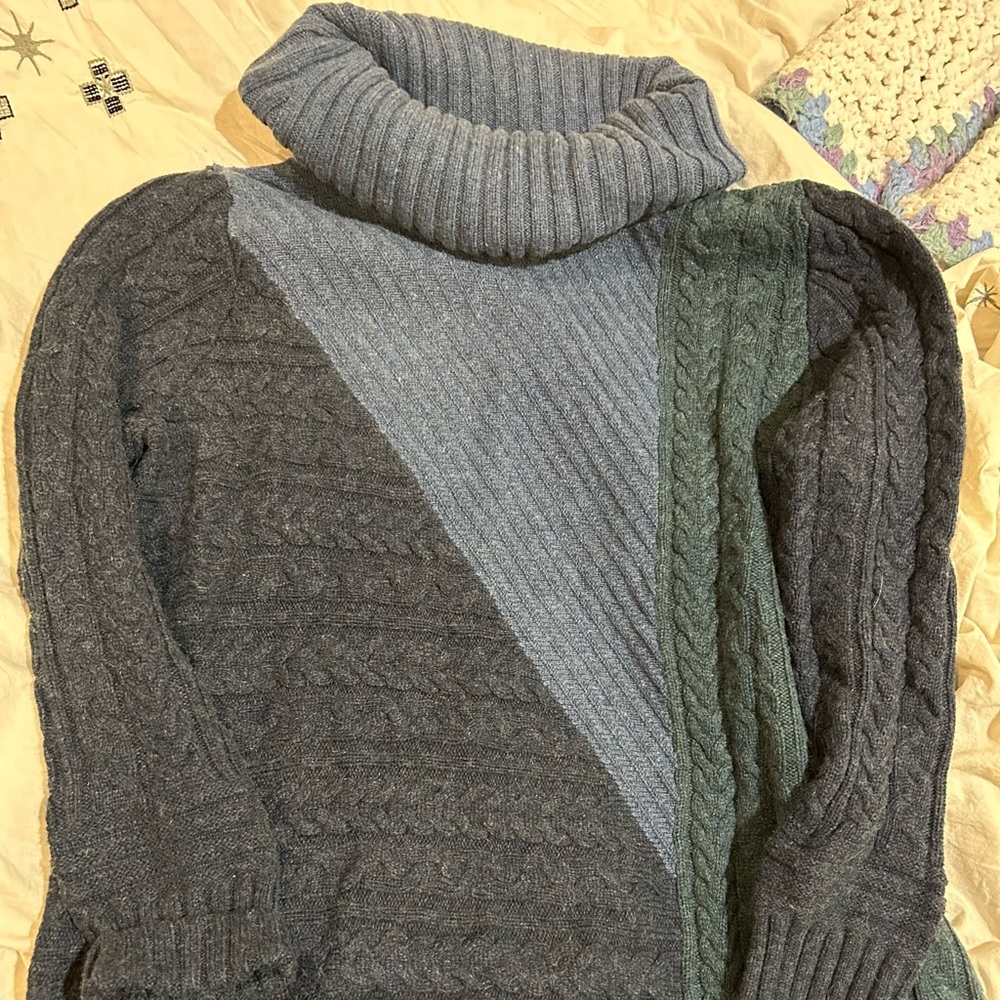 LL Bean color block turtleneck